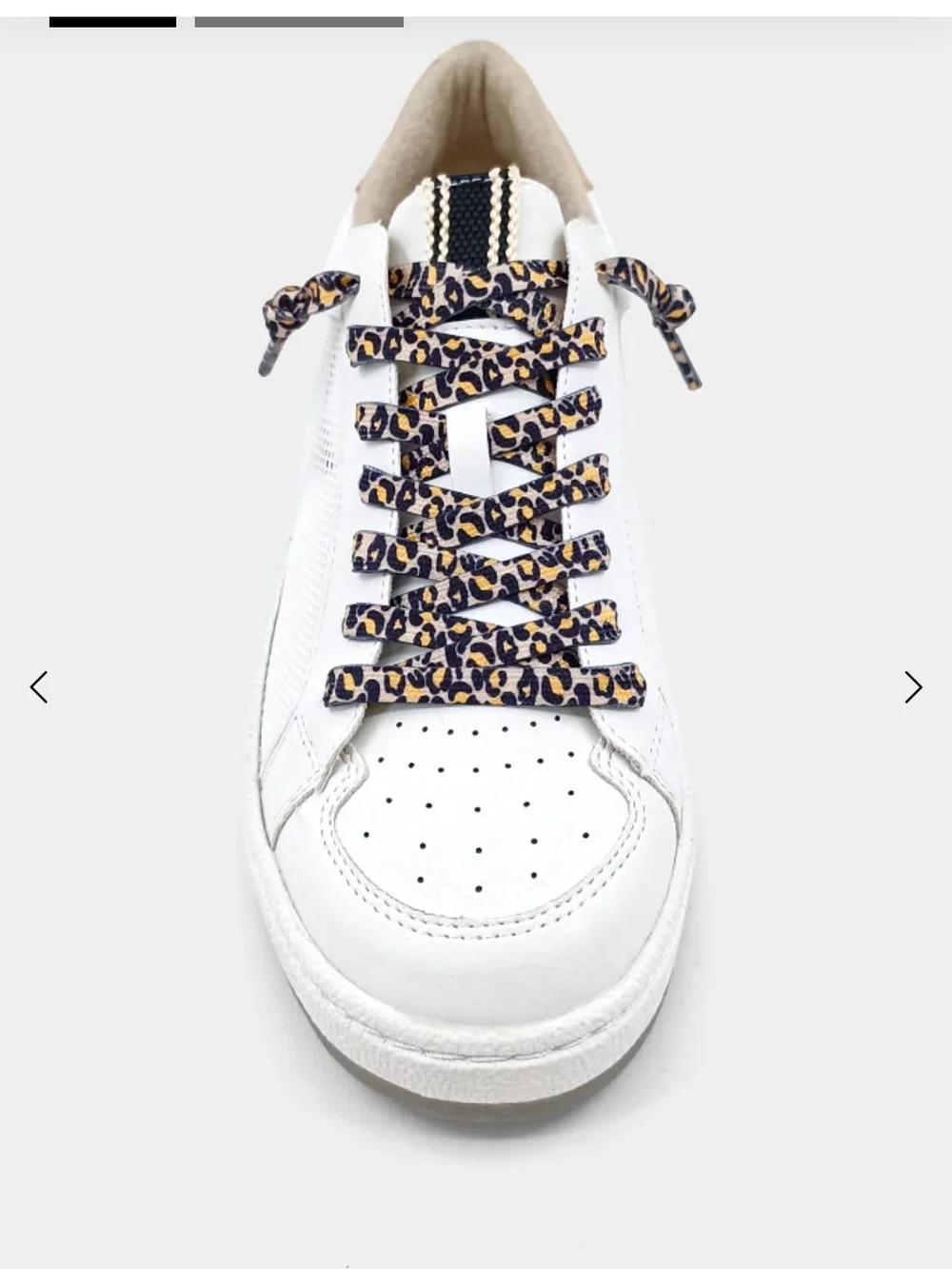 ShuShop White Sneakers with Rose Gold Heel & Leopard Laces